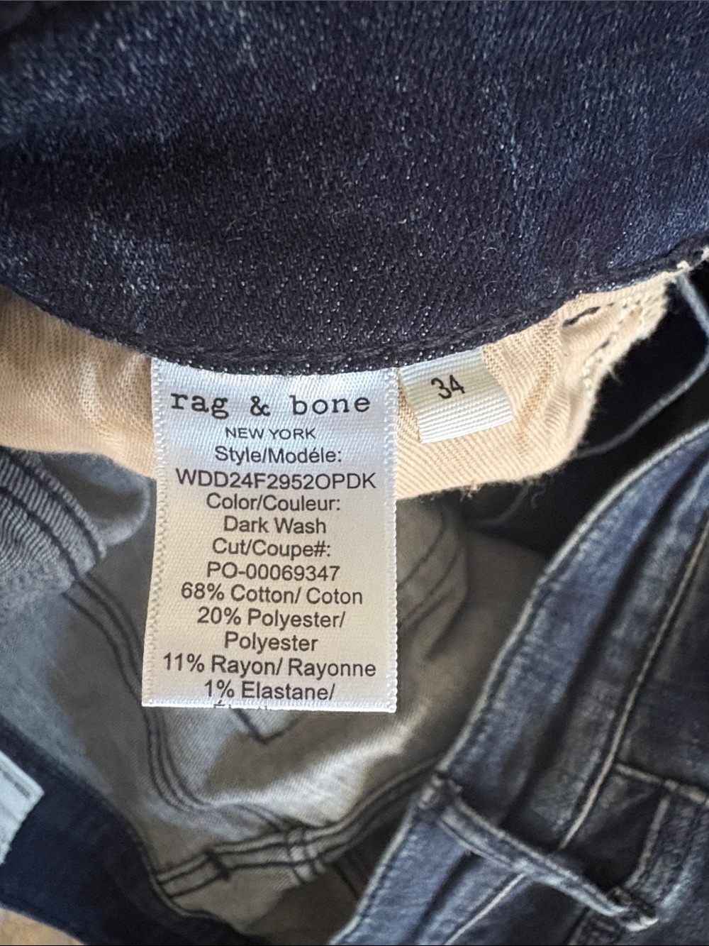 rag & bone Serena Wide-Leg Dark Indigo Jeans 34 - Picture 6 of 7